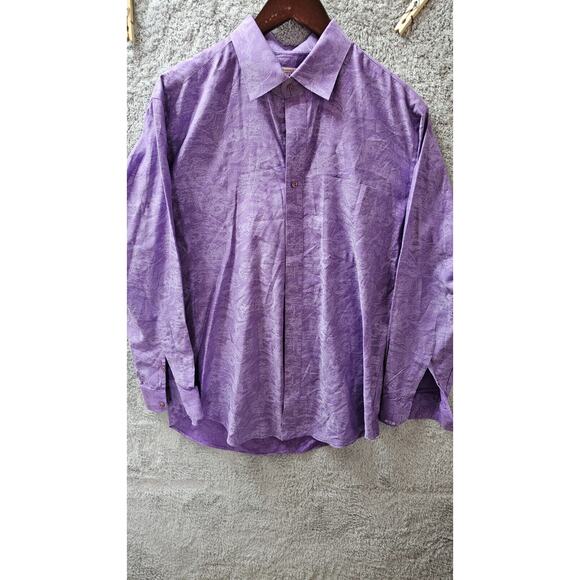 Kripalani's Tailored Purple Print Long Sleeve Dress Shirt‎ Birmingham Mens Large - Picture 1 of 3